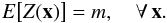 Mathematical equation: \begin{equation} \label{eq:expectation 2nd stationarity}E\big[Z({\vec x})\big]=m,\quad\forall{\,{\vec x}}. \end{equation}