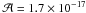 Mathematical equation: \hbox{$\mathcal{A} = 1.7 \times 10 ^{-17}$}