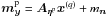 Mathematical equation: \hbox{$\my^{\pD}=\Ab_{\etab^\pD} \xb^{(q)} + m_\nb$}
