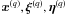 Mathematical equation: \hbox{$\xb^{(q)}, \xib^{(q)} , \etab^{(q)}$}