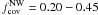 Mathematical equation: \hbox{$f_{\rm cov}^{\rm NW} = 0.20-0.45$}