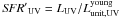 Mathematical equation: \hbox{${\it SFR}{^\prime}_{\rm UV} = L_{\rm UV}/L^{\rm young}_{\rm unit,UV}$}
