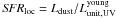 Mathematical equation: \hbox{${\it SFR}_{\rm loc} = L_{\rm dust}/L^{\rm young}_{\rm unit,UV}$}