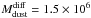 Mathematical equation: \hbox{$M^{\rm diff}_{\rm dust} = 1.5 \times 10^6$}