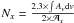 Mathematical equation: \hbox{$N_x=\frac{2.3\times \int{A_v{\rm d}v}}{2 \times\mathcal{A}_x}$}
