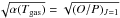 Mathematical equation: \hbox{$\sqrt{\alpha(T_{\rm gas})}=\sqrt{(O/P)_{J=1}}$}