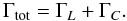 Mathematical equation: \begin{equation} \Gamma_{\rm tot} = \Gamma_L + \Gamma_C. \end{equation}