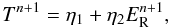 Mathematical equation: \appendix \setcounter{section}{2} \begin{equation} \label{apBeq:eta} T^{n+1} = \eta_1 + \eta_2 E_{\rm R}^{n+1} , \end{equation}