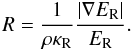 Mathematical equation: \begin{equation} R = \frac{1}{\rho \kappa_{\rm R}} \frac{|\nabla E_{\rm R}|}{E_{\rm R}} . \end{equation}