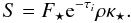Mathematical equation: \begin{equation} \label{eq:stellarthin} S = F_\star {\rm e}^{-\tau_i} \rho \kappa_\star . \end{equation}