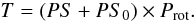 Mathematical equation: \begin{equation} T = (PS + PS_{0})\times P_{\rm rot}. \label{eq:Lebseque2} \end{equation}