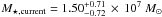 Mathematical equation: \hbox{$M_{\star, {\rm current}} =1.50^{+0.71}_{-0.72} \,\times\,10^{7}~M_{\sun}$}