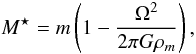 Mathematical equation: \appendix \setcounter{section}{1} \begin{equation} M^{\star} = m\left(1 - \frac{\Omega^2}{2 \pi G \rho_m} \right), \end{equation}
