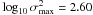 Mathematical equation: \hbox{$\log_{10} \sigma_{\rm max}^2 =2.60$}