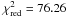 Mathematical equation: \hbox{$\chi^2_{\rm red} = 76.26$}