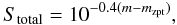 Mathematical equation: \begin{equation} S_{\rm total}= 10^{-0.4 (m - m_{\rm zpt})}, \label{signal_total} \end{equation}