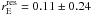 Mathematical equation: \hbox{$r_{\rm E}^{\rm{res}}=0.11\pm0.24$}