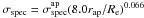 Mathematical equation: \hbox{$\sigma_{\rm{spec}}=\sigma^{\rm{ap}}_{\rm{spec}}(8.0 r_{\rm{ap}}/R_{\rm e})^{0.066}$}