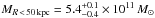 Mathematical equation: \hbox{$M_{R\,<\,50\,\mathrm{kpc}} = 5.4^{+0.1}_{-0.4}\times10^{11}\,{M}_{\sun}$}