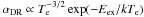 Mathematical equation: \hbox{$\alpha_{\rm DR} \propto T_\mathrm{e}^{-3/2}\exp(-E_{\rm ex}/kT_\mathrm{e})$}