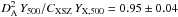 Mathematical equation: \hbox{$\DAY /C_{\rm XSZ}\, \YX = 0.95\pm0.04$}