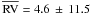 Mathematical equation: \hbox{$\overline{\mathrm{RV}} = 4.6\,\pm\,11.5$}