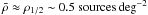 Mathematical equation: \hbox{$\bar{\rho}\approx \rho_{1/2} \sim 0.5~{\rm sources}\,\mathrm{deg^{-2}}$}
