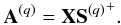 Mathematical equation: \begin{eqnarray*} {\bf A}^{(q)} = {\bf X} {{\bf S}^{(q)}}^+. \end{eqnarray*}