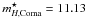 Mathematical equation: \hbox{$m_{ H,\rm Coma}^{\star} = 11.13$}