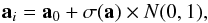 Mathematical equation: \begin{eqnarray*} {\vec a}_i = {\vec a}_0 + {\vec \sigma({\vec a})} \times N(0,1), \end{eqnarray*}