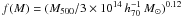 Mathematical equation: \hbox{$f(M)=(M_{500}/3\times10^{14}\,h_{70}^{-1}\, \msol)^{0.12}$}