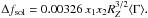 Mathematical equation: \hbox{$ \Delta f_\mathrm{sol}=0.00326\, x_1x_2 R_Z^{3/2}\langle \Gamma \rangle. $}