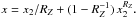 Mathematical equation: \hbox{$ x = x_2/R_Z+(1-R_Z^{-1})\,x_2^{R_Z}. $}