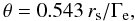 Mathematical equation: \begin{equation} \theta = 0.543\,\rs/\Gamme, \label{theta} \end{equation}