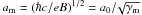 Mathematical equation: \hbox{$\am=(\hbar c/eB)^{1/2}=a_0/\!\sqrt{\gammam}$}