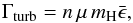 Mathematical equation: \begin{equation} \Gamma_{\rm turb}=n\,\mu\,m_{\rm H}\bar\epsilon, \end{equation}