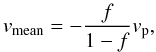 Mathematical equation: \begin{equation} \va = -\frac{f}{1-f}v_{\rm p}, \label{eq.ohta} \end{equation}