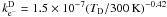 Mathematical equation: \hbox{$k^{\rm D}_{\rm e^-} = 1.5 \times 10^{-7} (\TD/300\,{\rm K})^{-0.42}$}
