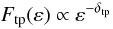 Mathematical equation: \begin{equation} F_{\rm tp}(\varepsilon)\propto \varepsilon^{-\delta_{\rm tp}} \end{equation}