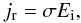 Mathematical equation: \begin{equation} j_{\rm r}=\sigma E_{\rm i}, \end{equation}