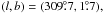 Mathematical equation: \hbox{$(l,b) = (309\fdg 7, 1\fdg 7),$}