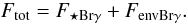 Mathematical equation: \begin{equation} F_{\rm tot} = F_{\rm\star Br\gamma} + F_{\rm env Br\gamma}. \label{eq3} \end{equation}