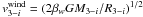 Mathematical equation: \hbox{$v_{3-i}^{\mathrm{wind}}=(2\beta_{w}GM_{3-i}/R_{3-i})^{1/2}$}