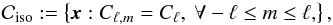 Mathematical equation: \begin{eqnarray*} \cC_{\mathrm{iso}} := \ens{\cmb: C_{\ell,m} = C_{\ell}, ~ \forall -\ell \leq m \leq \ell, } , \end{eqnarray*}