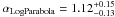 Mathematical equation: \hbox{$\alpha_{\rm LogParabola}=1.12^{+0.15}_{-0.13}$}