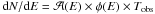 Mathematical equation: \hbox{${\rm d}N/{\rm d}E=\mathcal{A}(E)\times\phi(E)\times T_{\rm obs}$}