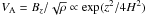 Mathematical equation: \hbox{$V_{\rm A}=B_z/\sqrt{\rho}\propto\exp(z^2/4H^2)$}