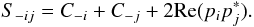 Mathematical equation: \appendix \setcounter{section}{1} \begin{equation} S_{-ij}=C_{-i}+C_{-j}+2{\rm Re}(p_ip_j^*). \end{equation}