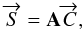 Mathematical equation: \begin{equation} \overrightarrow{S}=\mathbf{A}\overrightarrow{C} \label{eq:eq12}, \end{equation}