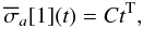 Mathematical equation: \begin{equation} \overline{{\sigma}}_a[1](t) = Ct^{\rm T}, \label{eq: hurst} \end{equation}